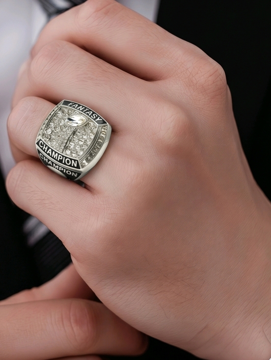 Other - 📣 Fantasy Football 🏈 Championship 🏆Silver Tone Trophy Collectable Ring SZ 13